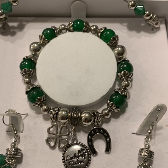 ♥️ Sale! 3for$15! Sunflower Garden silvertone green bead jewelry set NIB - Picture 3 of 6